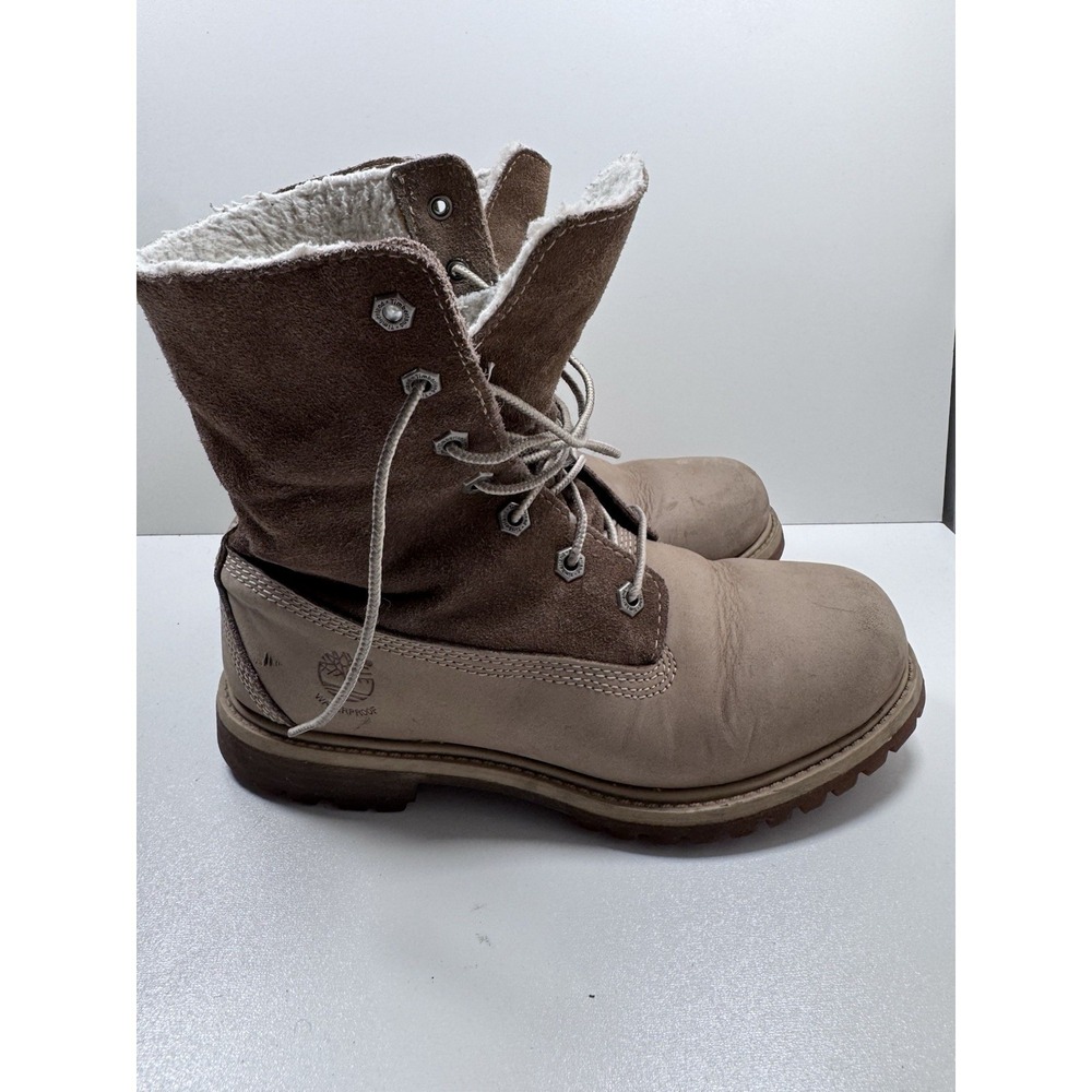 Timberland Authentics Teddy Fleece Women's 7 36 Taupe Waterproof Fold-Down Boot